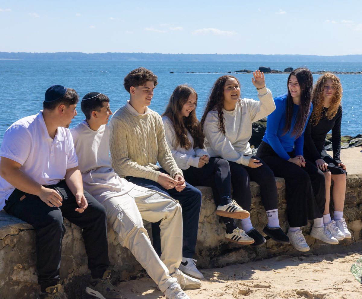 WHHS students on the seawall by the Long Island Sound