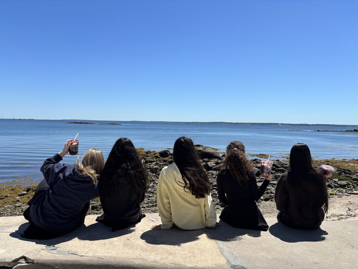 WHHS students on the seawall by the Long Island Sound
