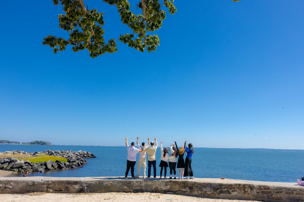 WHHS students together on the Long Island Sound waterfront