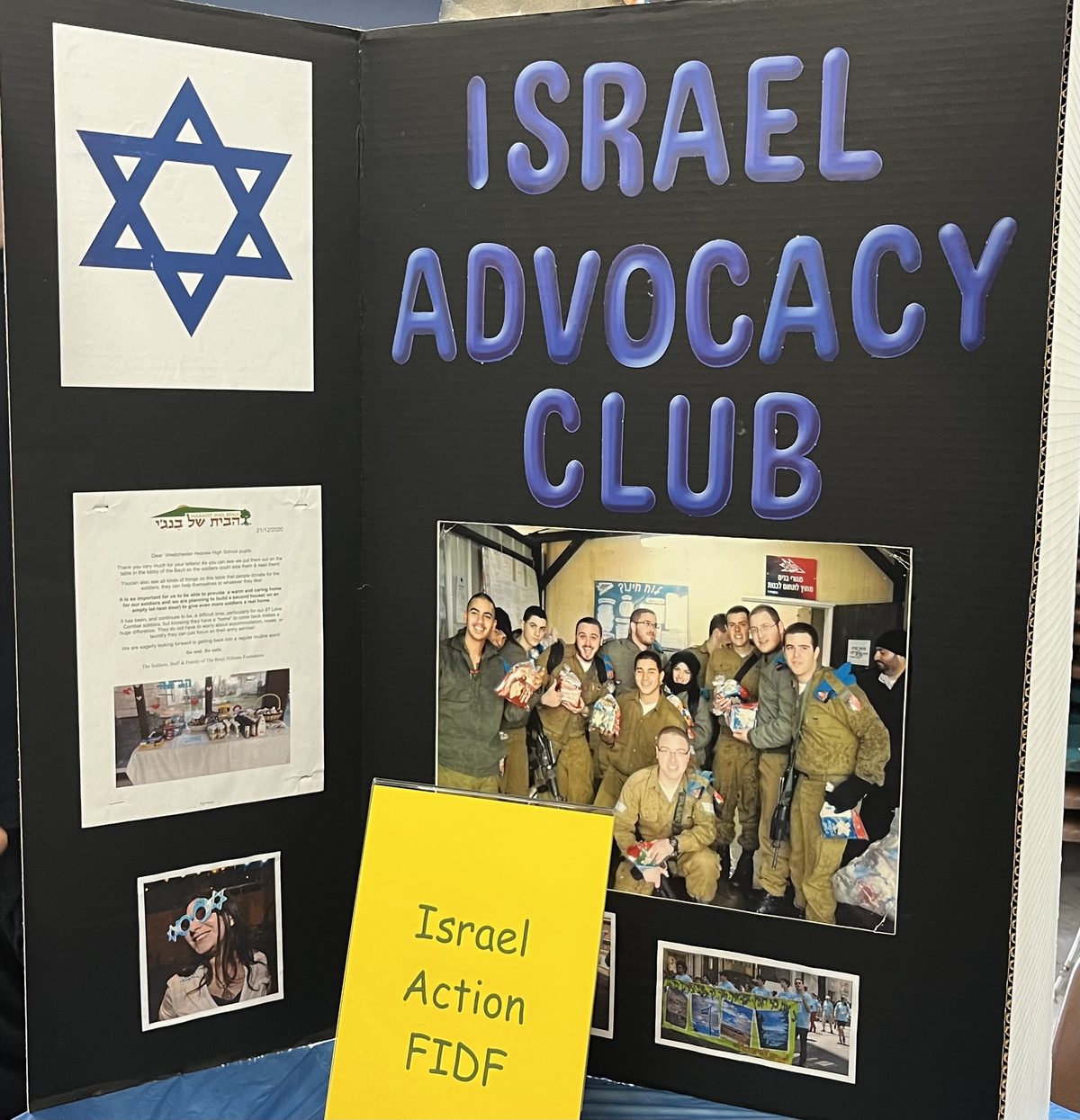 The WHHS Israel Advocacy Club display