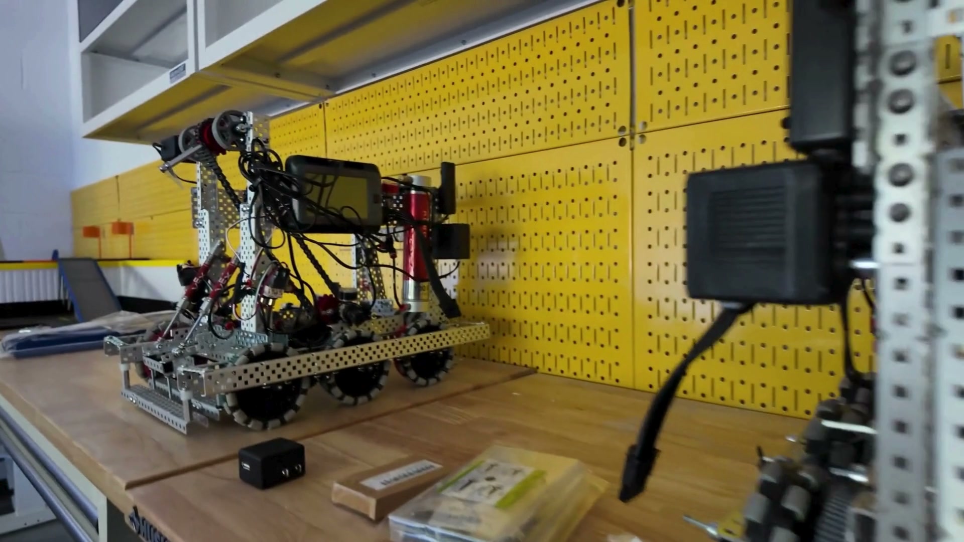 A WHHS VEX competition robot in the maker lab