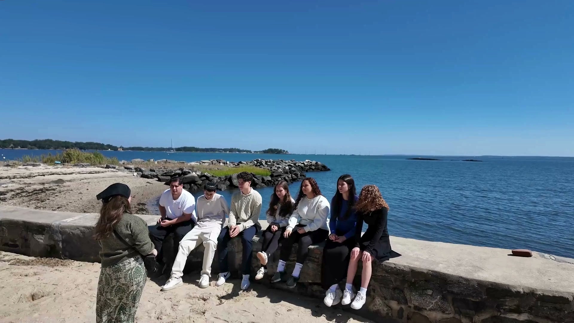 WHHS students by the Long Island Sound